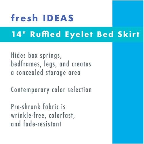 FRESH IDEAS Ruffled Eyelet Bed Skirt Queen White 14 Inch Drop
