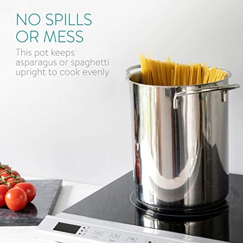 Navaris Asparagus Pot - 41 Qt Stainless Steel Steamer with Removable Basket and Lid