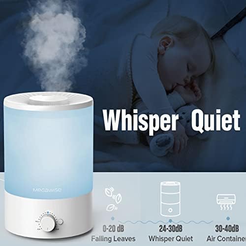 MegaWise Cool Mist Humidifier with Essential Oil Diffuser and Night Light