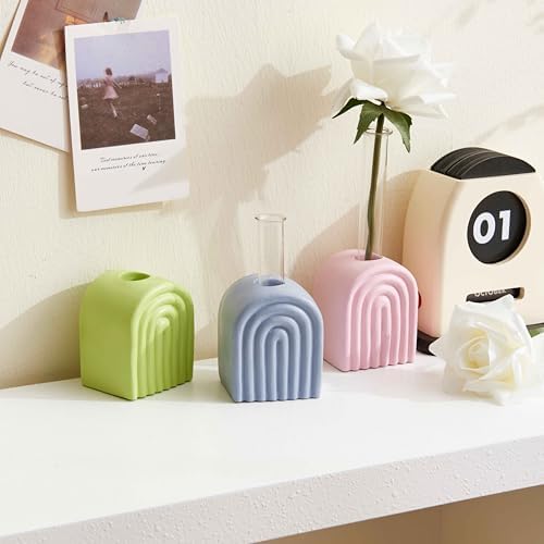 Modern Rainbow Arch Bookend and Vase Set of 2 in Sand