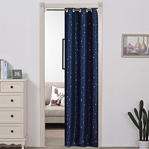 WPKIRA Grommet Top Door Curtain Navy Stars Printed