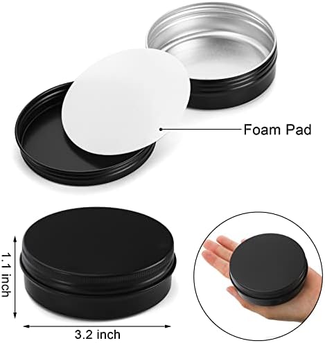 Foraineam 48 Pack 4 Oz Screw Lid Black Metal Cans