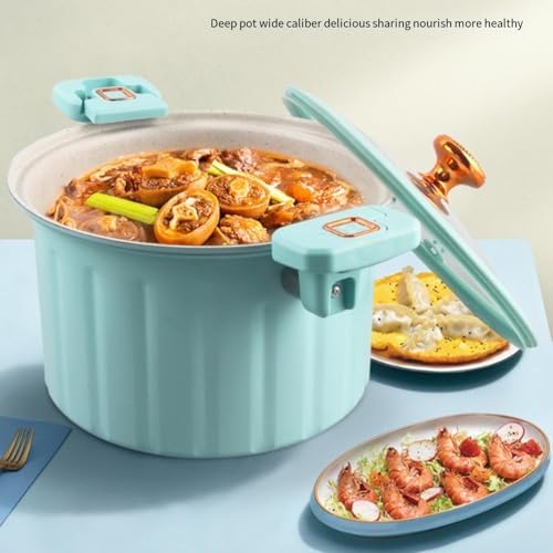 VKEID Cast Iron Stock Pot with Glass Lid and Dual Handles