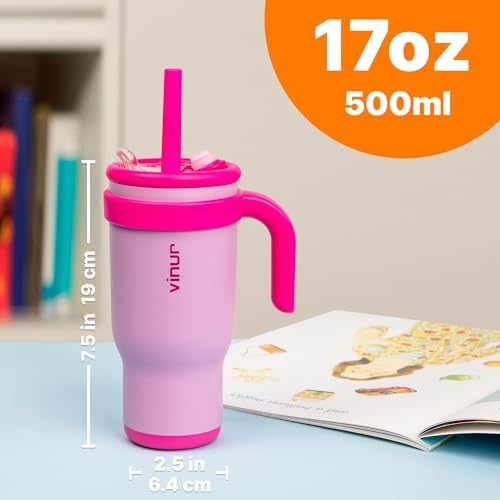 VINUR Kids Insulated Tumbler 17 oz Purple Pink