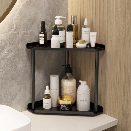 2 Tier Bathroom Counter Organizer with Guardrails and Non-Slip Feet