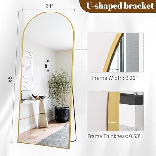 Koonmi 65x24 Arched Gold Full-Length Mirror