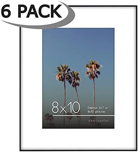 Americanflat 8x10 Picture Frame Set of 6 with Shatter-Resistant Glass - Black