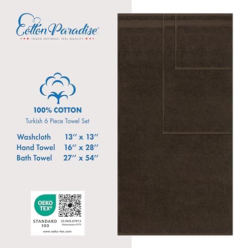 Cotton Paradise 6 Piece Towel Set Brown