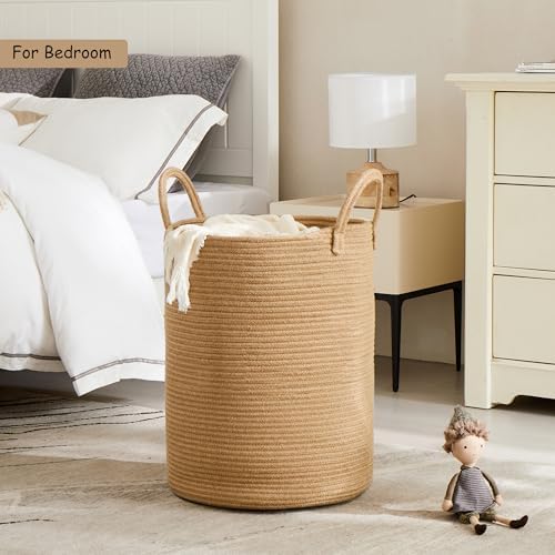 62L Jute Woven Laundry Basket for Baby Nursery Kids Room