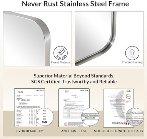 ANDY STAR Wall Mirror Brushed Nickel Modern Bathroom Vanity