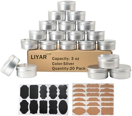 3 Ounce Aluminum Tin Cans 20 Pack with Screw Lid and Labels