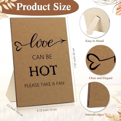 51 Pcs Brown Wedding Fans with Handle and Table Sign