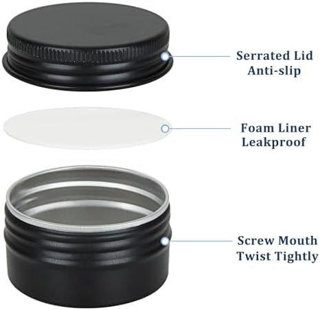 Acrux7 50 Pack 1oz Black Aluminum Tin Containers