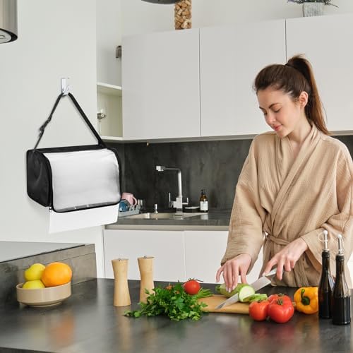 Kitchen Paper Towel Holder with Transparent Cover Black
