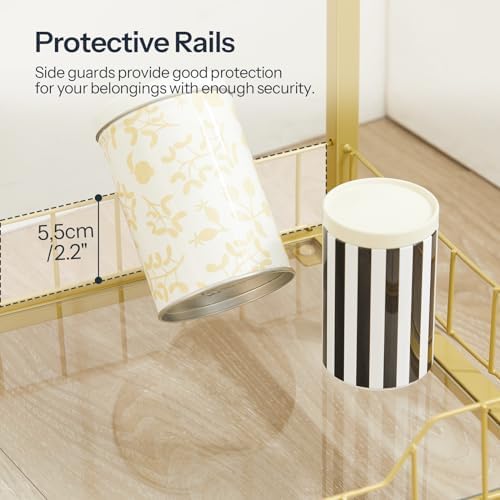 HOOBRO 4 Tier Gold Glass Shelf Stand for Bathroom