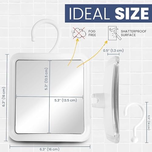 Mirrorvana Hangable Fogless Shower Mirror with 360 Swivel Hook