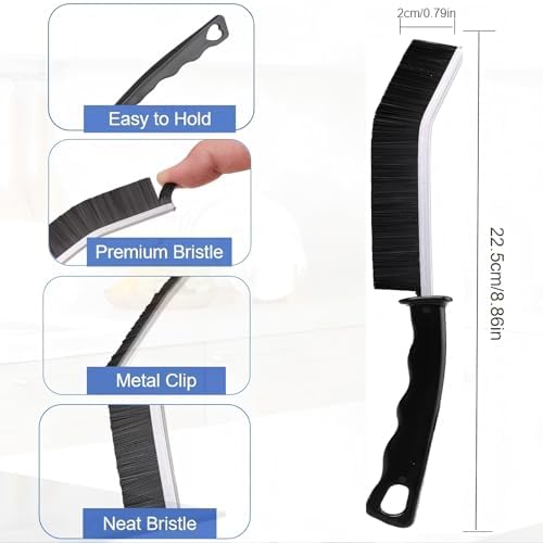 Crevice Cleaning Brush Set 3 Pcs - Stiff Bristle for Bathroom Kitchen Windows