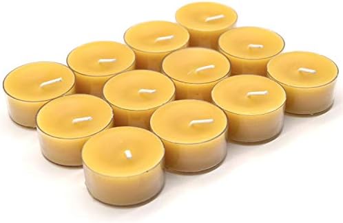 Natural Yellow Beeswax Tea Light Candles 12pcs