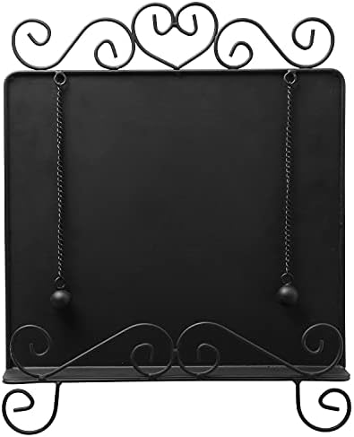 MyGift Black Metal Cookbook Stand with Heart Design