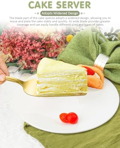 FTAKRY 13-Inch Cake Cutting Set with Server Gold