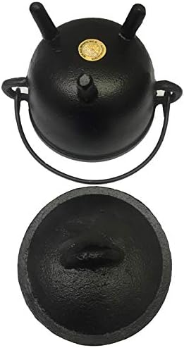 New Age Imports Cast Iron Cauldron with Handle and Lid