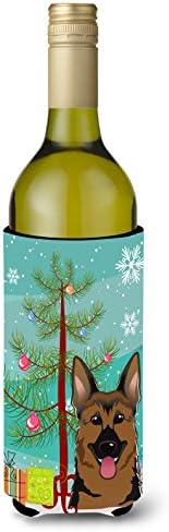 Carolines Treasures Christmas Tree and German Shepherd Wine Bottle Hugger Cooler Sleeve Holder