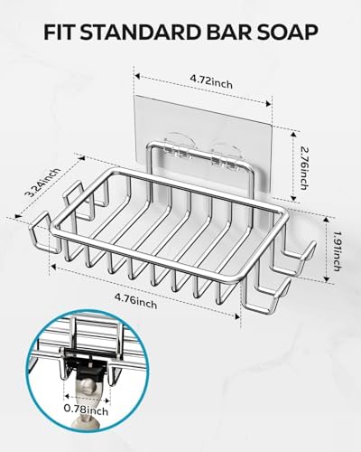 Nieifi Bar Soap Holder with 4 Hooks Stainless Steel