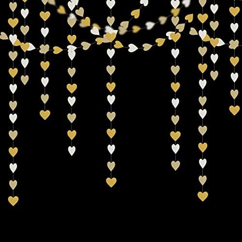 White Gold Champagne Garland Streamers 52ft Heart Decor Banners