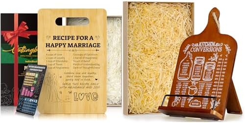 Happy Marriage Bamboo Cutting Board with Cookbook Stand