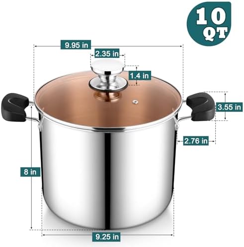 PP CHEF 10 Quart Stainless Steel Stock Pot with Lid