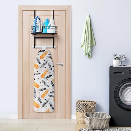 TJMOREE Wall Mount Ironing Board Hanger with Storage Shelf