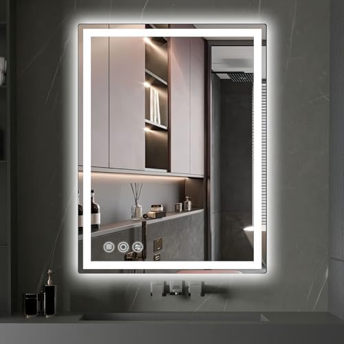 LED Mirror with Front and Back Lighting 20x28 Inch