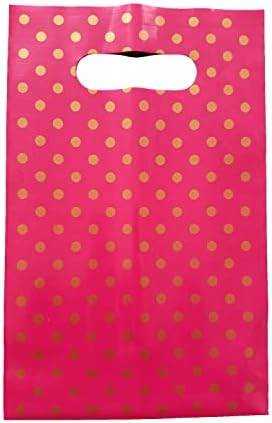 Pink Handle Favor Bags with Gold Polka Dots
