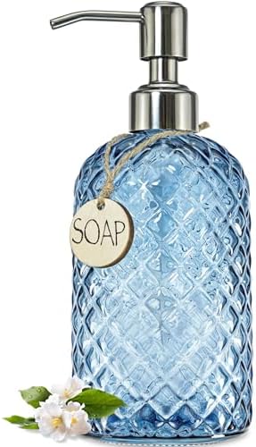 JASAI 18 Oz Gem Patterned Glass Soap Dispenser