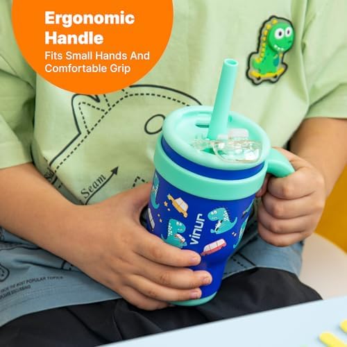 VINUR Kids Tumbler with Handle and Straw Lid 17oz
