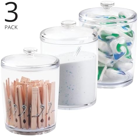 mDesign Clear Plastic Laundry Jar Holder Set 3 Pack