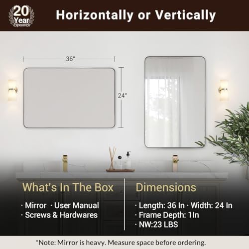 ANDY STAR Wall Mirror Brushed Nickel Modern Bathroom Vanity