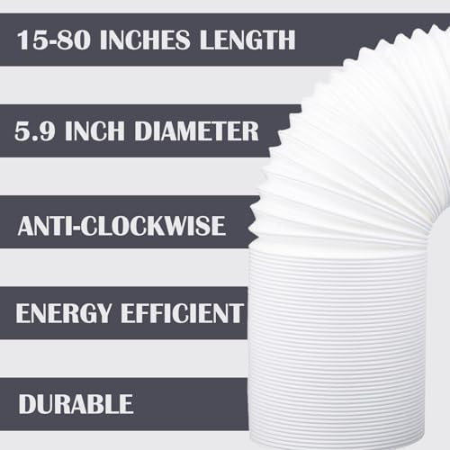 Portable AC Exhaust Hose 59 Inch Anti-Clockwise Thread 80 Inch Long