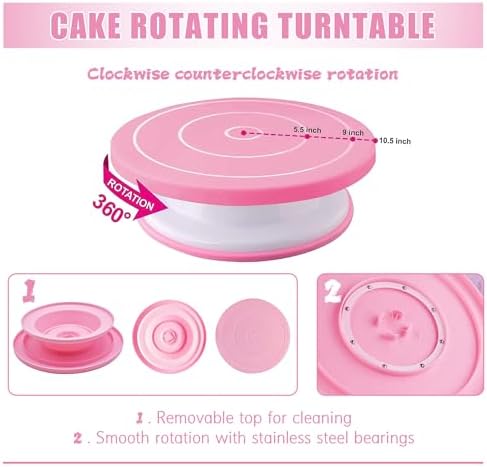 Adocfan Cake Decorating Kit 255pcs with Turntable and Tips