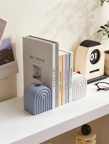 Modern Rainbow Arch Bookend and Vase Set of 2 in Sand