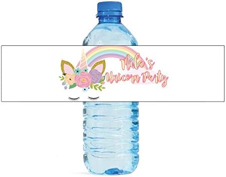 Unicorn Party Fairy Tail Water Bottle Labels 100 Per Pack
