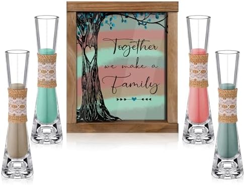 Wedding Unity Sand Ceremony Kit with Wood Box and 4 Vases