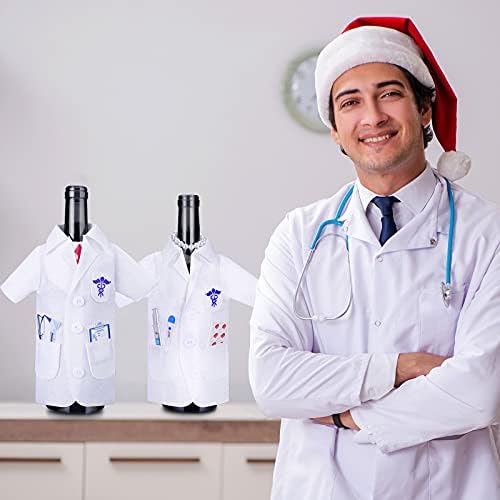 Geiserailie 4 Pcs White Coat Wine Cover Bag for Gifts