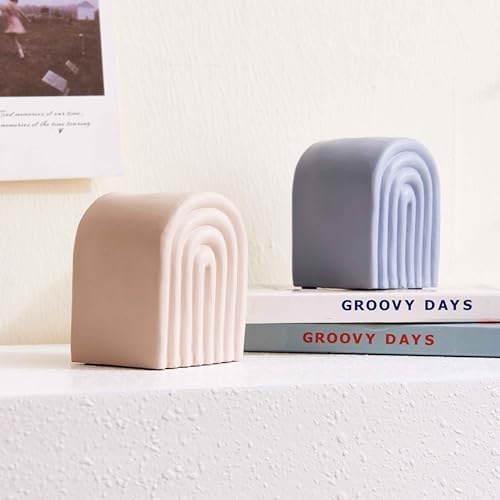 Modern Rainbow Arch Bookend and Vase Set of 2 in Sand