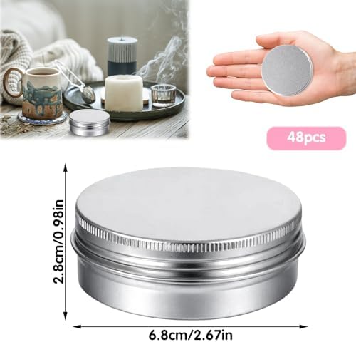 WLLHYF 48 Pcs Aluminum Round Cans 2 Oz Food Containers with Lids