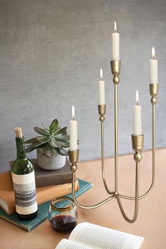 Iron Tabletop Candelabra with Brass Finish
