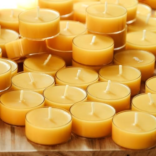 Natural Yellow Beeswax Tea Light Candles 12pcs