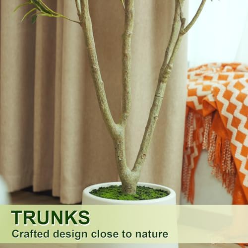 Vivatrees 6FT Artificial Olive Tree with White Planter