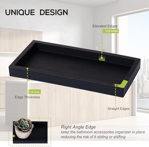 Heagoale Silicone Vanity Tray Black Rectangle
