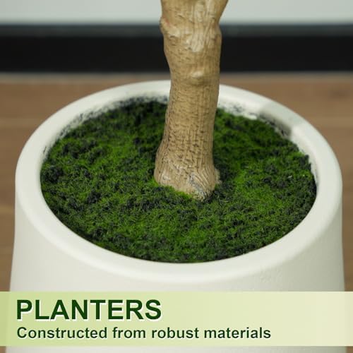 Vivatrees 6FT Artificial Olive Tree with White Planter